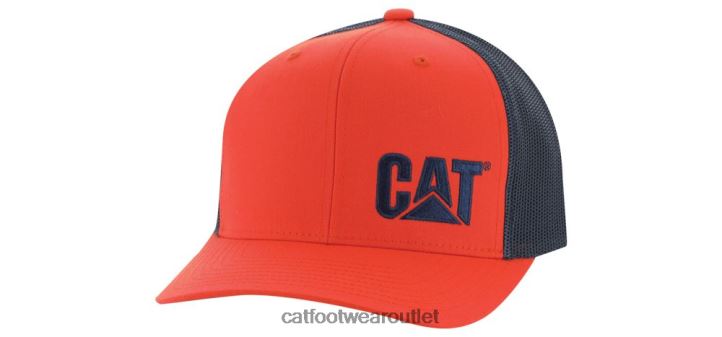 Men Caterpillar Cat Trademark Trucker Hat Orange 8FHTR258 | Hat