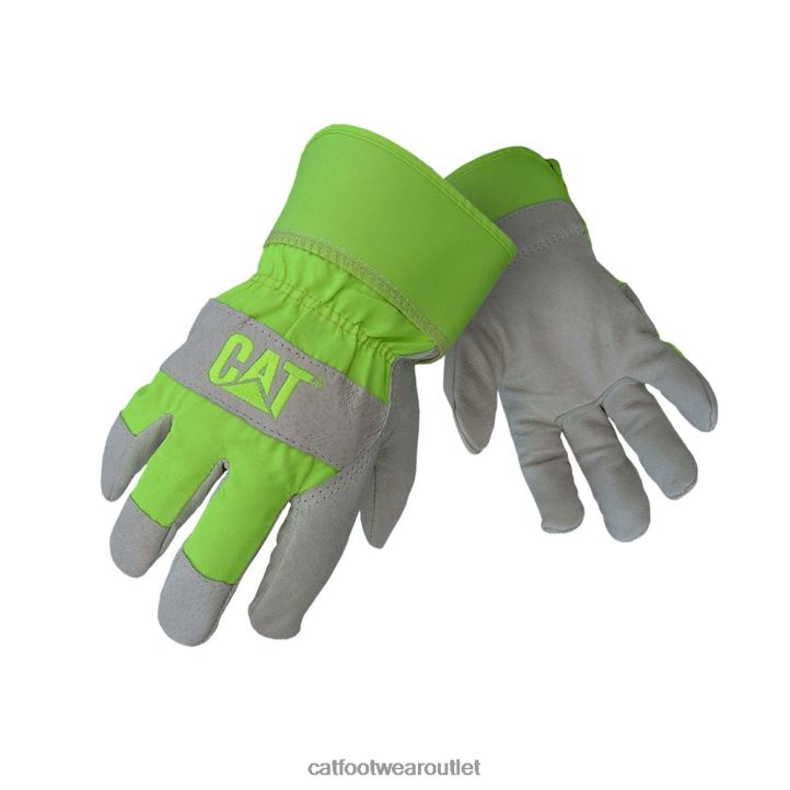Men Caterpillar Hi Vis Leather Palm Glove Yellow 8FHTR237 | Tops & Outerwear
