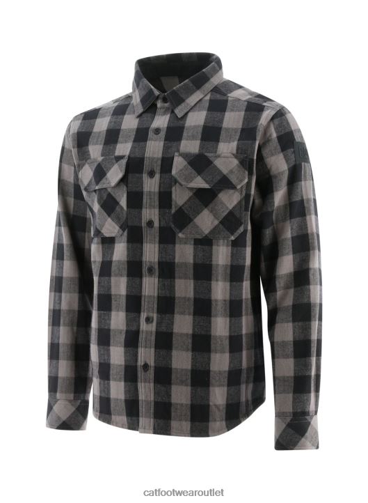 Men Caterpillar Buffalo Check Heavyweight Shirt Black 8FHTR227 | Tops & Outerwear