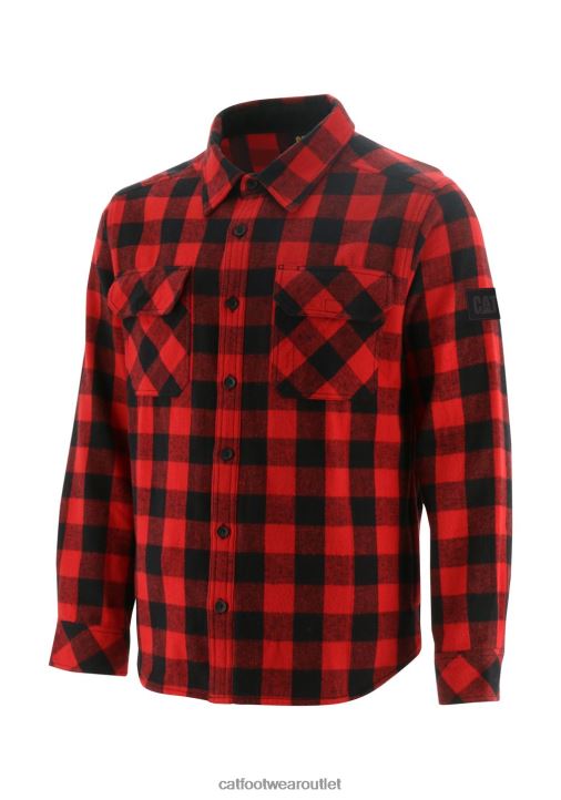 Men Caterpillar Buffalo Check Heavyweight Shirt Red 8FHTR228 | Tops & Outerwear