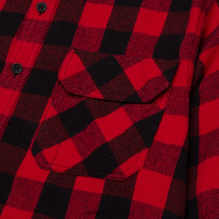 Men Caterpillar Buffalo Check Heavyweight Shirt Red 8FHTR228 | Tops & Outerwear