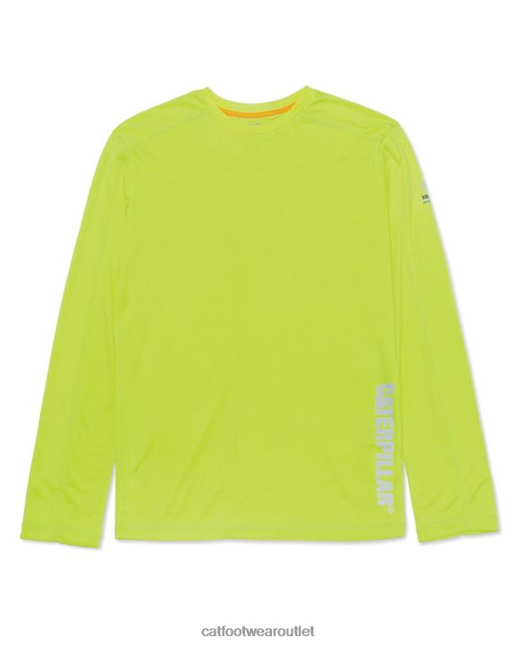 Men Caterpillar Coolmax Long Sleeve Tee Hi-Vis Yellow 8FHTR233 | Tops & Outerwear