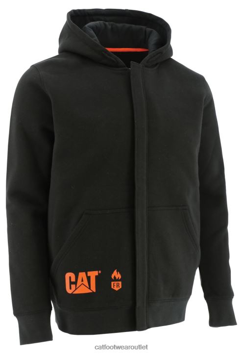 Men Caterpillar Flame Resistant Midweight Full Zip Hoodie Black 8FHTR238 | Tops & Outerwear