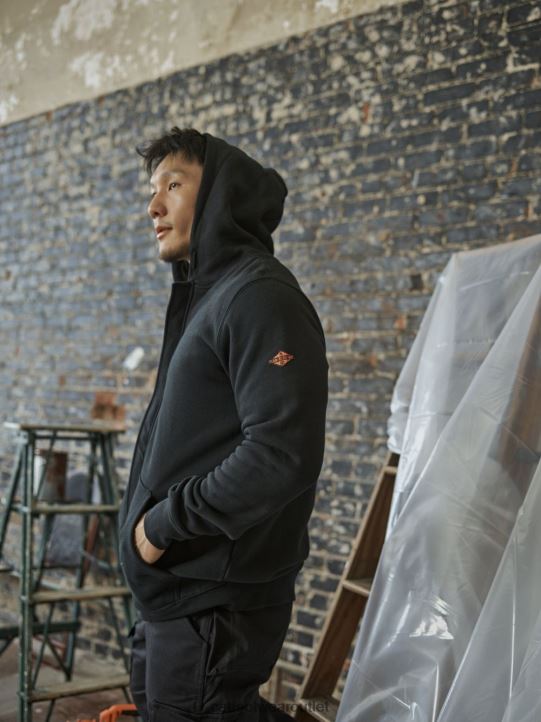 Men Caterpillar Flame Resistant Midweight Full Zip Hoodie Black 8FHTR238 | Tops & Outerwear