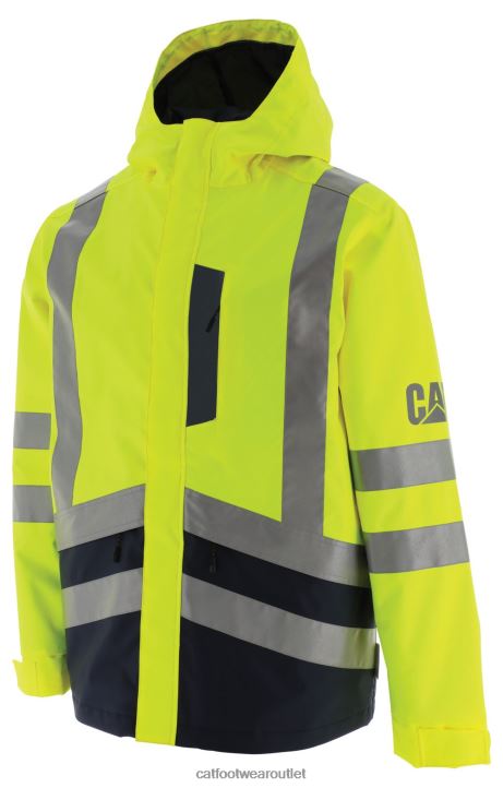 Men Caterpillar Hi Vis Rain Jacket Hi Vis Yellow 8FHTR220 Tops Outerwear 8FHTR220 Safety and Protection Caterpillar New Zealand Caterpillar work boots NZ Customer Centric Approach