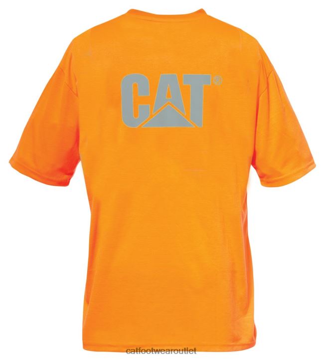 Men Caterpillar Hi-Vis Trademark Pocket Tee Orange 8FHTR214 | Tops & Outerwear