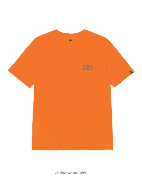 Men Caterpillar Hi-Vis Trademark Pocket Tee Orange 8FHTR214 | Tops & Outerwear