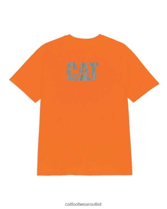 Men Caterpillar Hi-Vis Trademark Pocket Tee Orange 8FHTR214 | Tops & Outerwear