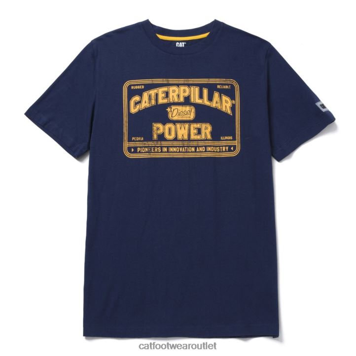 Men Caterpillar Power Tee Detroit Blue 8FHTR239 | Tops & Outerwear