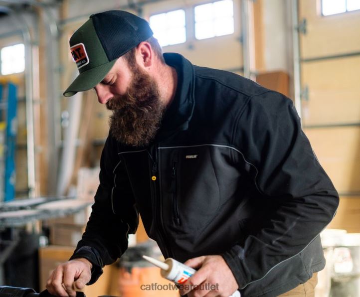 Men Caterpillar Soft Shell Jacket Black 8FHTR116 | Tops & Outerwear