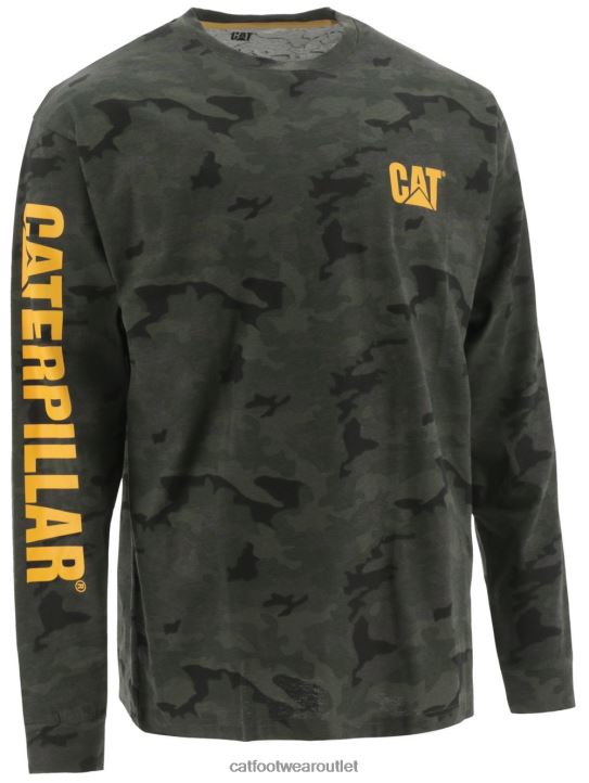 Men Caterpillar Trademark Banner Long Sleeve Tee Night Camo 8FHTR226 | Tops & Outerwear