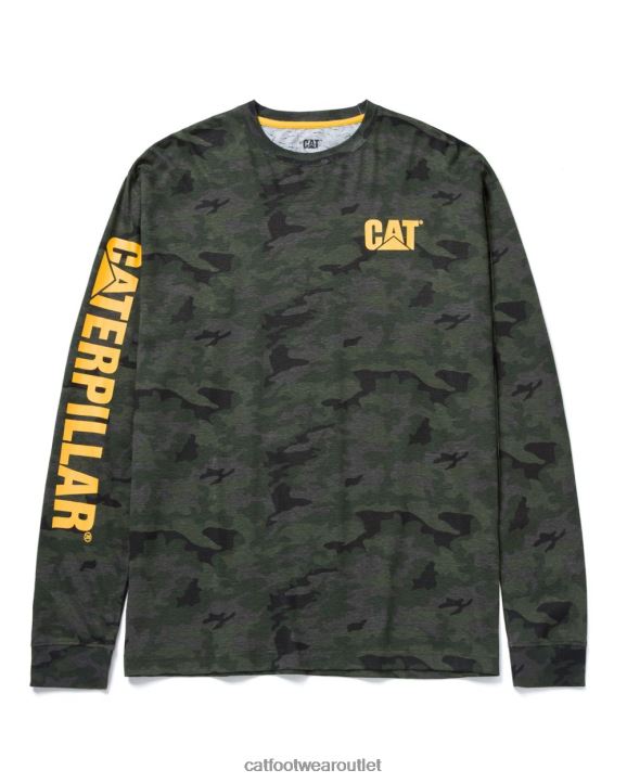 Men Caterpillar Trademark Banner Long Sleeve Tee Night Camo 8FHTR226 | Tops & Outerwear