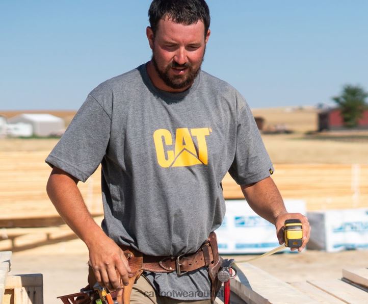 Men Caterpillar Trademark Logo Tee Grey 8FHTR243 | Tops & Outerwear