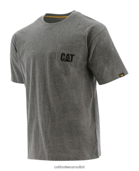 Men Caterpillar Trademark Pocket Tee DARK HEATHER GREY 8FHTR235 | Tops & Outerwear