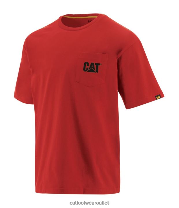 Men Caterpillar Trademark Pocket Tee Red 8FHTR236 | Tops & Outerwear