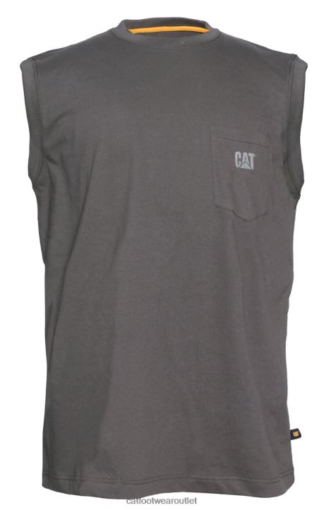 Men Caterpillar Trademark Sleeveless Pocket Tee Dark Shadow 8FHTR230 | Tops & Outerwear