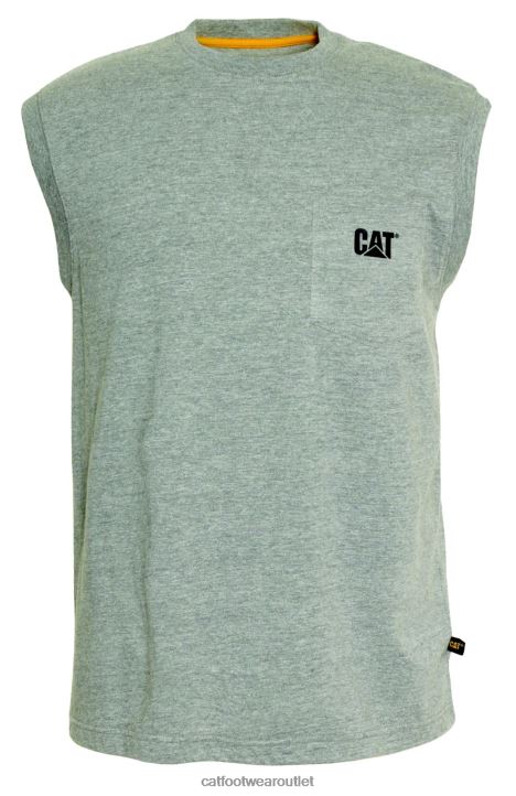 Men Caterpillar Trademark Sleeveless Pocket Tee Heather Grey 8FHTR231 | Tops & Outerwear
