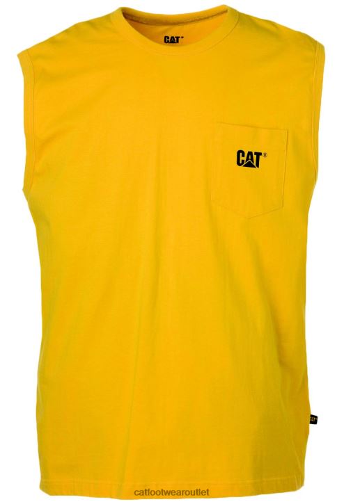 Men Caterpillar Trademark Sleeveless Pocket Tee Yellow 8FHTR232 | Tops & Outerwear