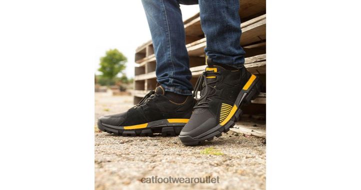 Men Caterpillar Raider Sport Sneaker Black/Cat Yellow 8FHTR145 | Casual Chunky Sneakers