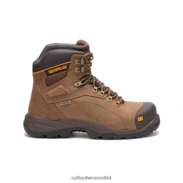 Men Caterpillar Diagnostic Hi Waterproof Thinsulate Steel Toe Work Boot Dark Beige 8FHTR42 | Work Boots
