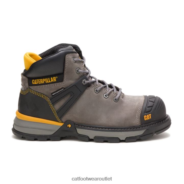 Men Caterpillar Excavator Superlite Waterproof Carbon Composite Toe Work Boot Pewter 8FHTR38 | Work Boots