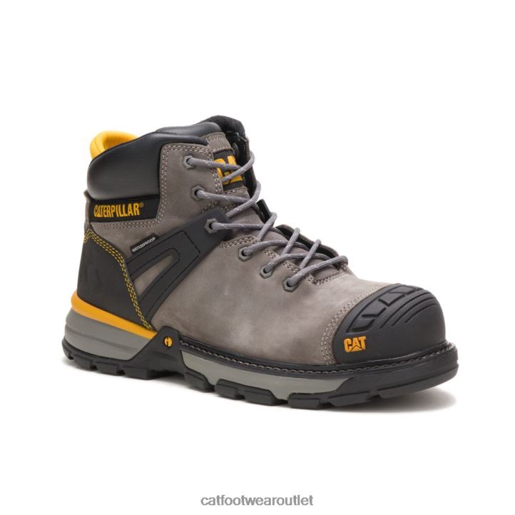 Men Caterpillar Excavator Superlite Waterproof Carbon Composite Toe Work Boot Pewter 8FHTR38 | Work Boots
