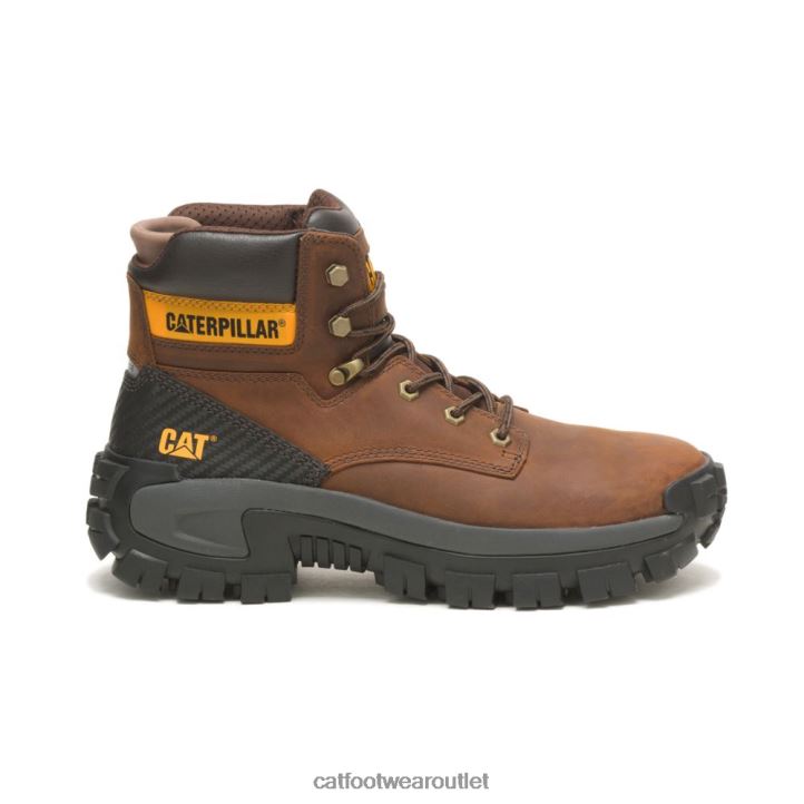 Men Caterpillar Invader Hi Steel Toe Work Boot Dark Brown 8FHTR7 | Work Boots