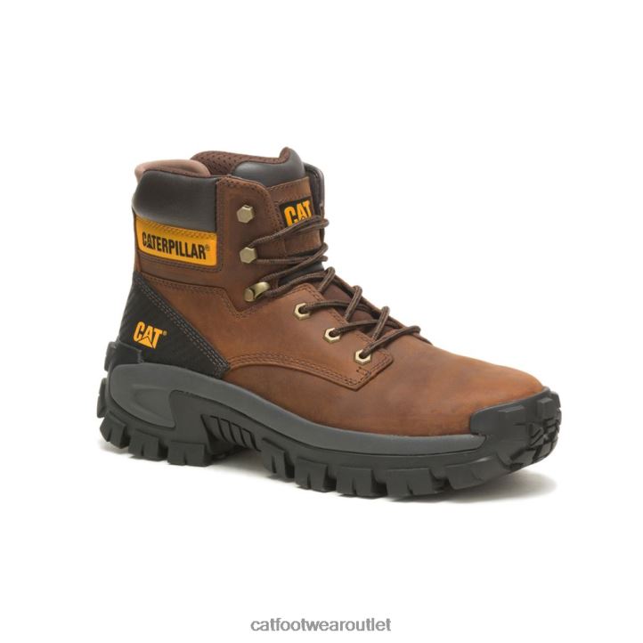 Men Caterpillar Invader Hi Steel Toe Work Boot Dark Brown 8FHTR7 | Work Boots