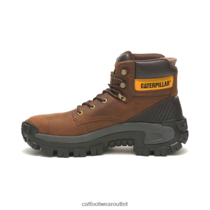 Men Caterpillar Invader Hi Steel Toe Work Boot Dark Brown 8FHTR7 | Work Boots