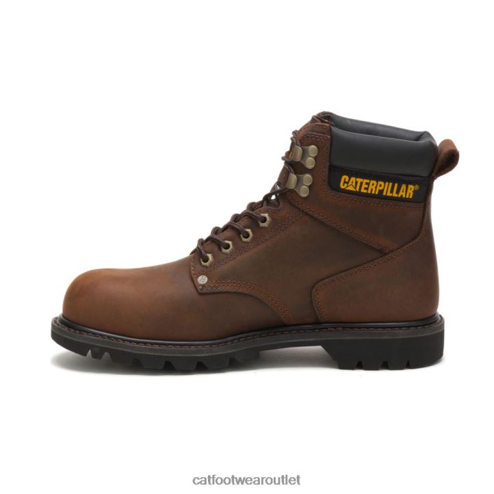 Men Caterpillar Second Shift Steel Toe Work Boot Dark Brown 8FHTR16 | Work Boots