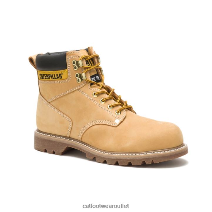 Men Caterpillar Second Shift Steel Toe Work Boot Honey Nubuck 8FHTR18 | Work Boots