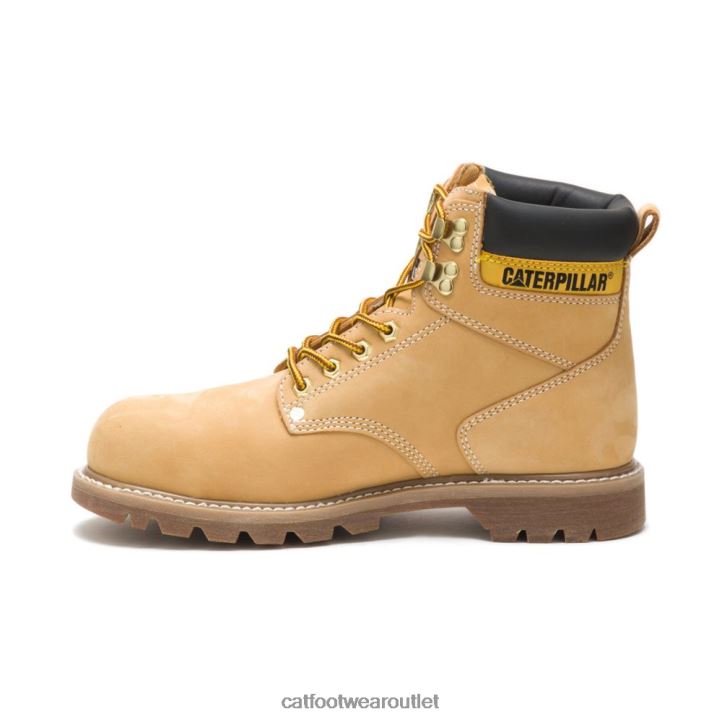 Men Caterpillar Second Shift Steel Toe Work Boot Honey Nubuck 8FHTR18 | Work Boots