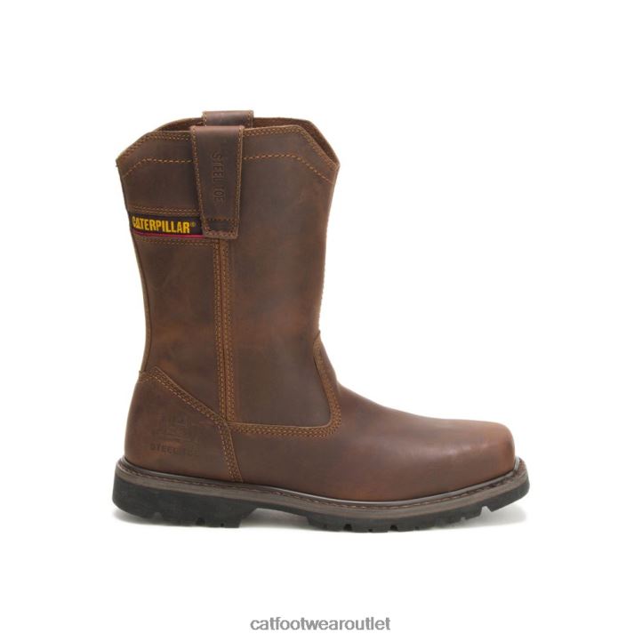 Men Caterpillar Wellston Pull On Steel Toe Work Boot Dark Brown 8FHTR29 | Work Boots