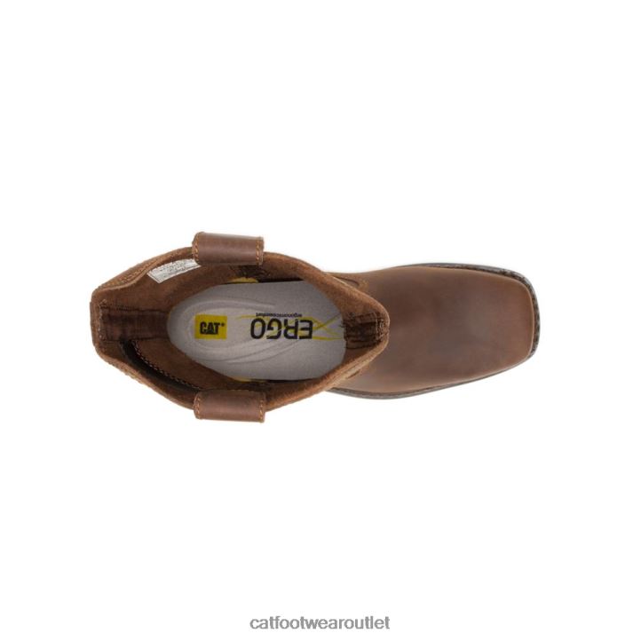 Men Caterpillar Wellston Pull On Steel Toe Work Boot Dark Brown 8FHTR29 | Work Boots