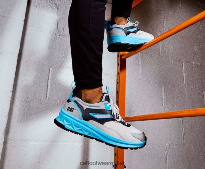 Men Caterpillar Streamline Runner Carbon Composite Toe Work Shoe Bright White/Blue 8FHTR83 | Work Shoes