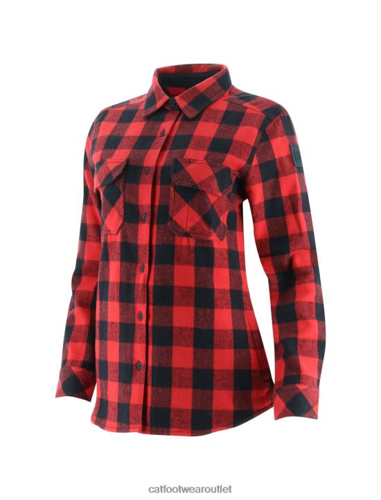 Women Caterpillar Buffalo Check Heavyweight Shirt Red 8FHTR318 | Tops & Outerwear