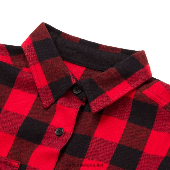 Women Caterpillar Buffalo Check Heavyweight Shirt Red 8FHTR318 | Tops & Outerwear