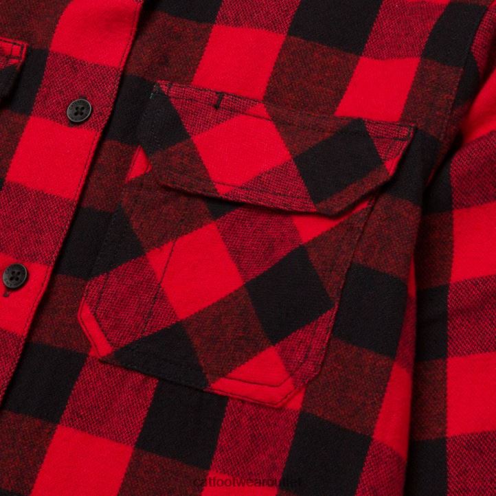 Women Caterpillar Buffalo Check Heavyweight Shirt Red 8FHTR318 | Tops & Outerwear