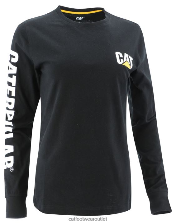 Women Caterpillar Trademark Banner Long Sleeve Tee Black 8FHTR319 | Tops & Outerwear