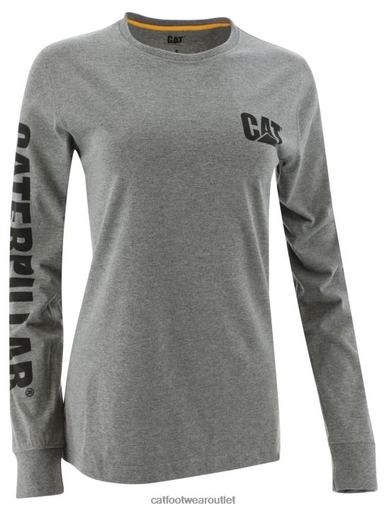 Women Caterpillar Trademark Banner Long Sleeve Tee Dark Heather Grey 8FHTR320 | Tops & Outerwear