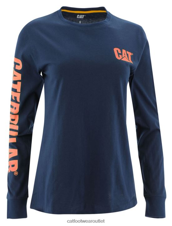 Women Caterpillar Trademark Banner Long Sleeve Tee Detroit Blue 8FHTR321 | Tops & Outerwear