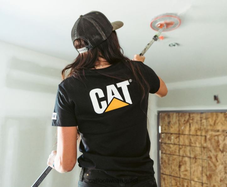 Women Caterpillar Trademark Tee Black 8FHTR311 | Tops & Outerwear