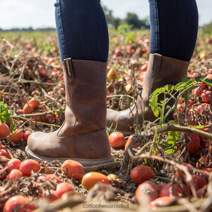 Women Caterpillar Revolver Steel Toe Work Boot Dark Beige 8FHTR272 | Work Boots